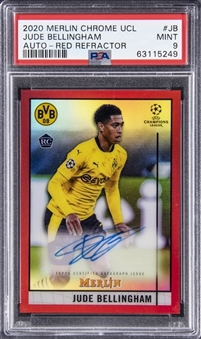2020-21 Topps Merlin Chrome UEFA Champions League Autographs Red Refractor #JB Jude Bellingham Signed Rookie Card (#09/10) - PSA MINT 9